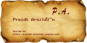 Preidt Arszlán névjegykártya